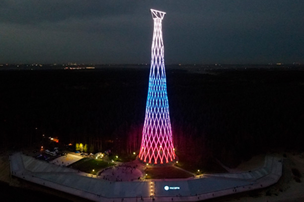 На зимнее время переходит подсветка Шуховской башни на Оке