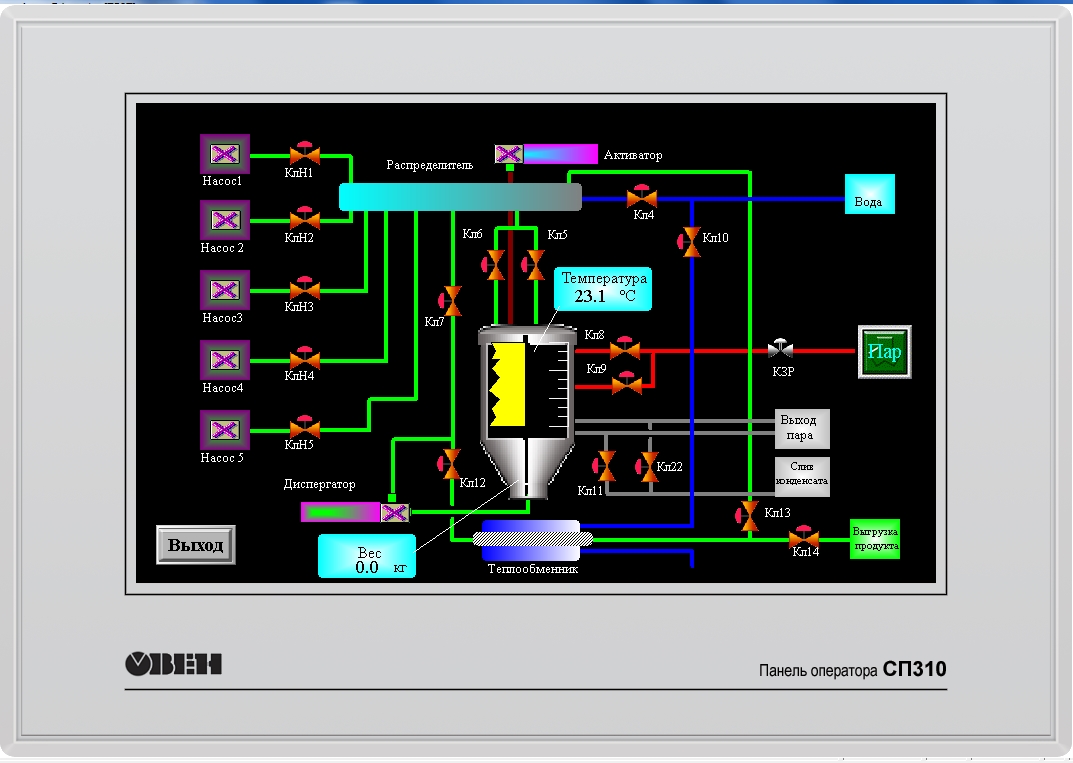 Управление активатором смешивания пищевых ингредиентов на базе оборудования ОВЕН